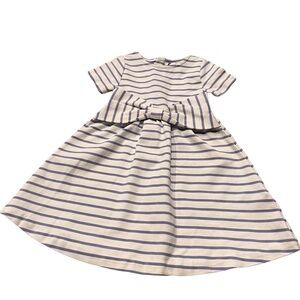 Kate Spade girls Skirt the Rules Striped Bow Dress back zipper blue and white
